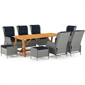VidaXL 9-tlg. Hellgraue Garten-Essgruppe