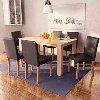 Sonata Brown Leatherette Dining Table and Chair Ensemble
