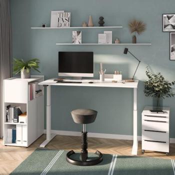 Lomadox Büromöbel-Set MEMPHIS-01, 3-tlg., mit elektrisch verstellbarem Schreibtisch 120x80cm, weiß