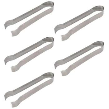 Party Serving Ice Tongs – 17 cm, 5‑Pack in Silver
