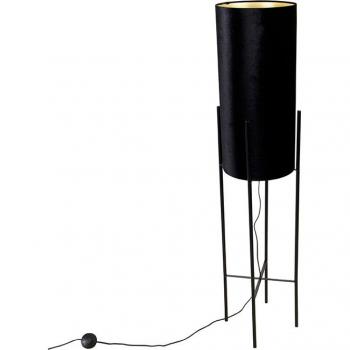 Lampada da terra in stile contemporaneo con paralume in velluto nero e oro