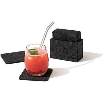 Chillify Filz-Untersetzer Set 8 Stück mit Aufbewahrungsbox | rutschfest, hitzebeständig, waschbar | dunkelgrau, eckig