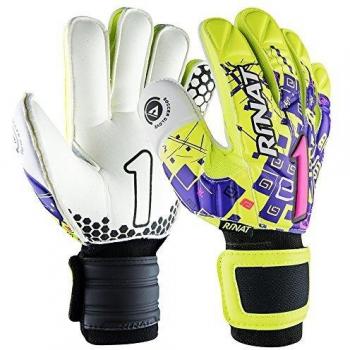 Asymmetrische Rinat Fußball-Handschuhe für Kids – Ethik, Gelb/Purpur Neon, 4 Stück