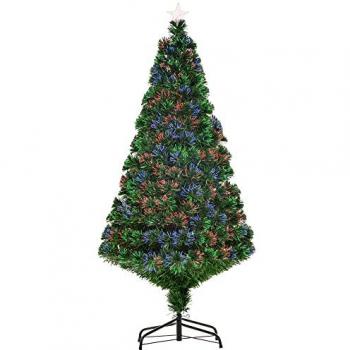 Sapin de Noël Artificiel Lumineux Multicolore 150 cm avec Support Pied Ø 75 cm