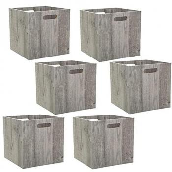 Lot de 6 Boîtes de rangement effet bois en MDF Mix n' modul