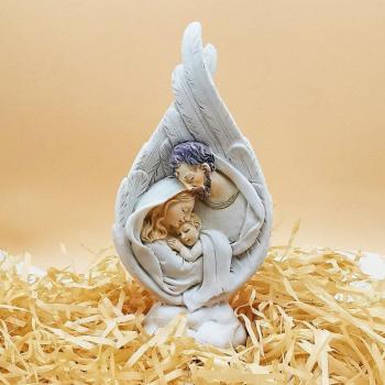 Figurine de la Vierge Marie et de l'Enfant Jésus, en résine, avec ailes d'ange