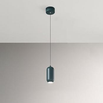 Lampada a Sospensione LED Bullet Verde Petrolio Design Contemporaneo