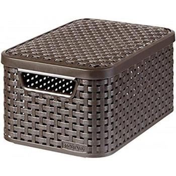 Panier de rangement avec couvercle Curver STYLE S marron