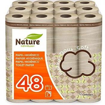 Papel higiénico de celulosa Nature, 48 rollos de 22,4 m