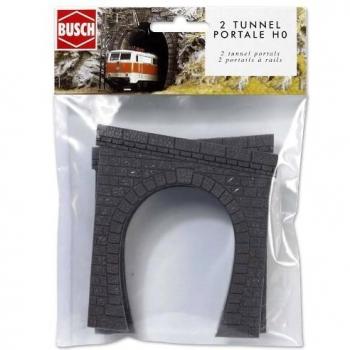 Kit de 2 Entrées de Tunnel pour Locomotive à Vapeur – Hauteur 75 mm – Busch 7025 – HO 1/87