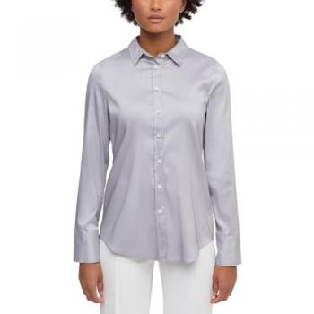 ETERNA Fitted Performance Bluse Langarm in Hellgrau für Damen, Größe 46