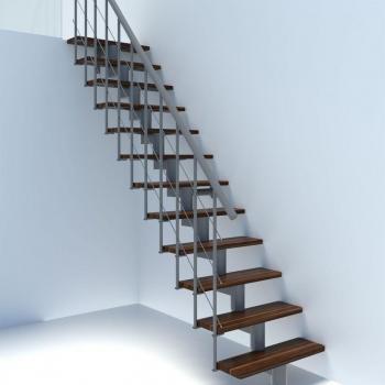 Scala 12 step lineare – Altezza 2,59‑3,12 m – Larghezza 80 cm – Grigio e legno noce – COMFO80/I/GN-12