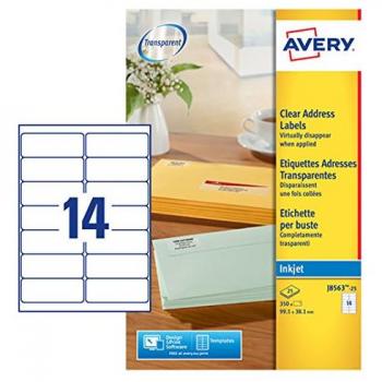 Avery J8563-25 A4 Clear Labels