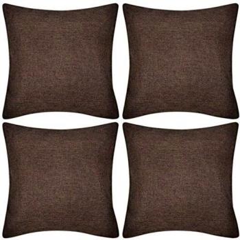 Set di 4 copricuscini in lino color marrone da 80x80 cm VidaXL