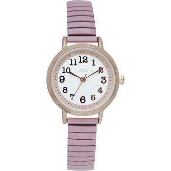 YM074P‑3 Pink Stainless Steel Fieldwork Analog Watch for Women