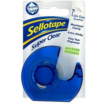 Sellotape Super Clear Tape and Dispenser 18mmx15m (Pack of 7)
