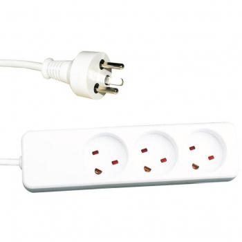 Garbot 6m White Power Extension Cord with 3 AC Outlets