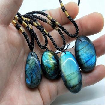 Crystal Labradorite Lune Pendant