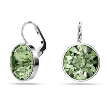 Pendientes Swarovski en oro con diseño Bella V y cristal verde