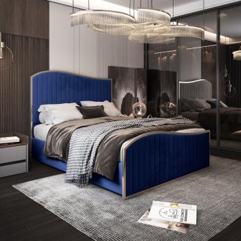 Casani Blue Velvet Metal Bed Frame