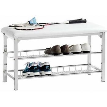 Meuble à Chaussures IDIMEX INA Banc, assise et 2 étagères en métal chrom