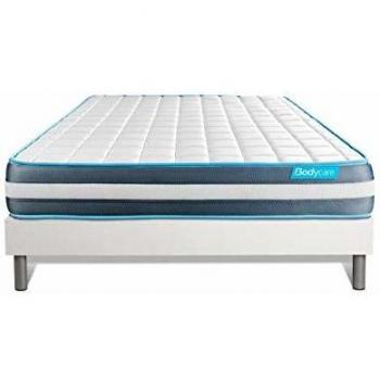 Matelas 140x190 BodyForm mémoire de forme 3 zones + sommier blanc