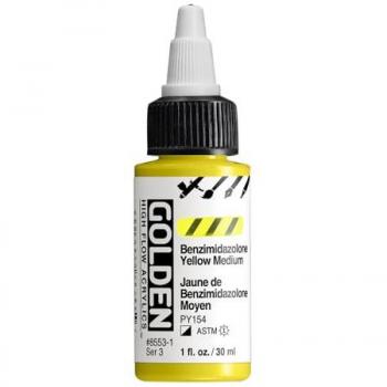 Golden High Flow Semi‑Opaque Acrylic – Benzimidazolone Yellow Medium, 30 ml