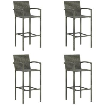 Medium Height Powder‑Coated Steel & Grey Rattan Bar Stools – 4 Pack