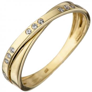 JOBO Damenring 333 Gold Gelbgold 15 Zirkonia Größe 54