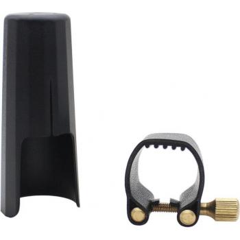 Ligature de saxophone ténor en cuir avec chapeau en plastique