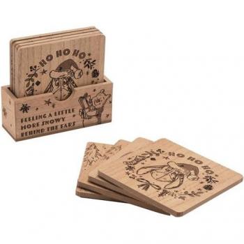Disney Winnie The Pooh Set of Four Christmas Coasters