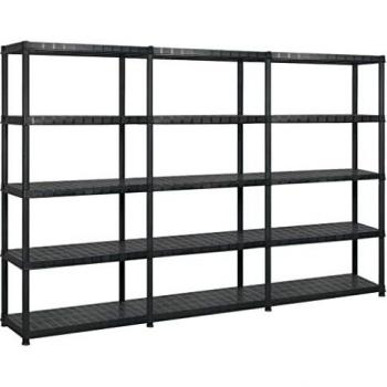 Black Plastic 5-Tier Shelving Unit from vidaXL, Size: 255x40x185 cm
