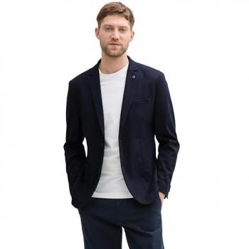 TOM TAILOR Sakko Regular Fit – Piqué‑Material, blau, Gr. 54, Herren