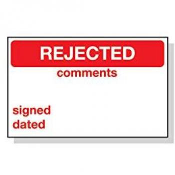 Sitesafe Rejected Vinyl Label 25x40mm S/Adh (Roll-250)