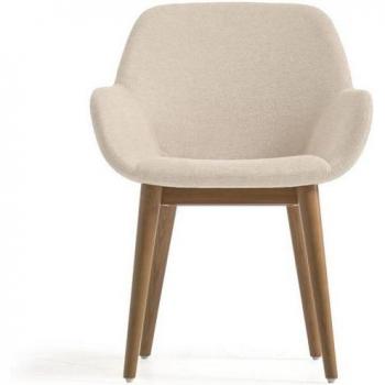 Kava Home Konna Matstol med armstöd – kombination av beige polyester och brunt ask