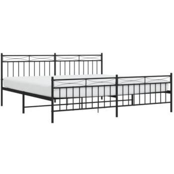 Metal Bed Frame 200x200cm with Footboard Black vidaXL