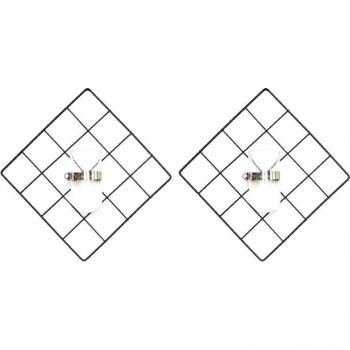 Set de 2 panneaux de grille murale en fil laqué avec support de pot en verre