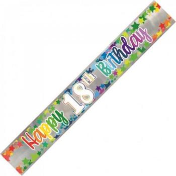 Striscione Compleanno 18° Foil Stelle Arcobaleno