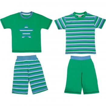 KidsButt Shorty Set mit Sternmotiven, Single-Jersey Blau-Grün, Größe 134/140