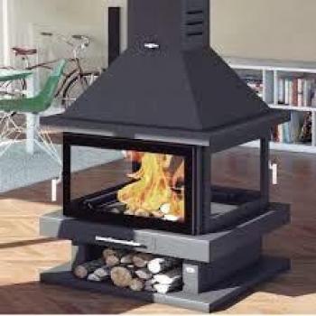 Chimenea de leña FM Central 4 Caras con 2 Puertas