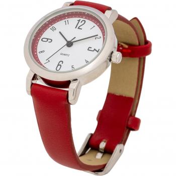 Women's Red Leather Pick‑Style Analog Watch – Fieldwork PP014‑4