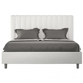 Cama Agueda con base 160x200 símil piel blanca