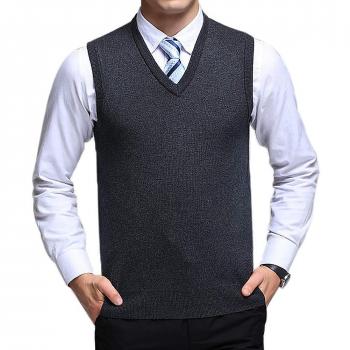 FULIER Suéter Chaleco de Punto para Hombre Invierno