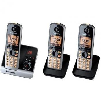 Panasonic KX-TG6723GB Schwarz Trio mit AB Schnurlostelefon-gebraucht, sehr gut