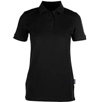 Damen HRM Poloshirt in Schwerelastik mit Heavy Stretch, Größe X-Large, Farbe Schwarz