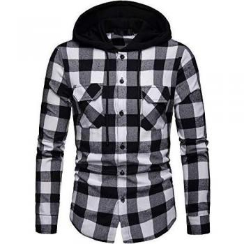 Iris Sprite Men's Lattice Tops Sweatshirt with Hood in Black and White