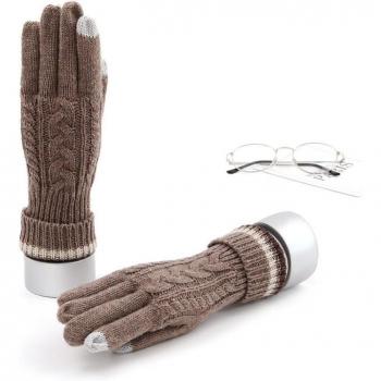 Warme gestrickte Handschuhe für Frauen mit Jacquard-Muster und Touchscreen-Funktion