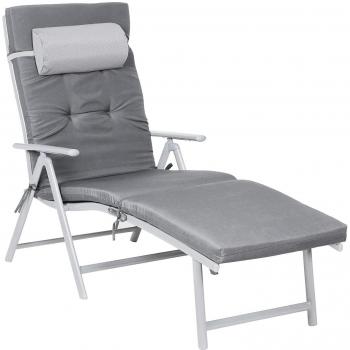 Chaise de Jardin Relaxation 6 cm Gris