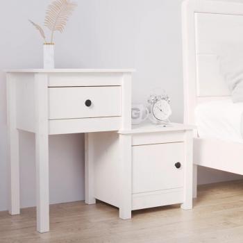 VidaXL End Table White 79.5x38x65.5 cm Solid Wood Pine