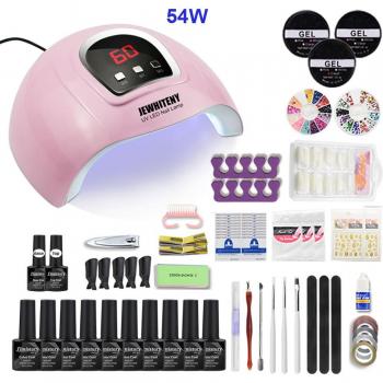 Nail Gel Set with 6/10/20 PCS Color Gel, Base Gel, Top Gel, 120W UV LED Lamp & Nail Drill Machine